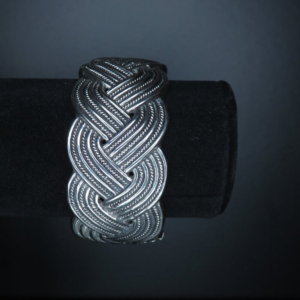 Silver Metal Braided Hinge Cuff - image 7